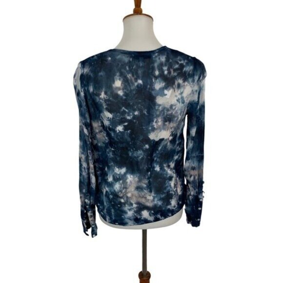 Young Fabulous And Broke Tie Dye Wrap Blouse Long Sleeve Boho XS Blue NWT - Picture 5 of 8